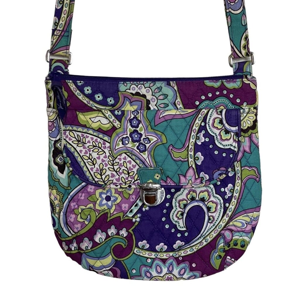 Vera Bradley Crossbody Purse‎ Purple Floral Paisley Heather 2013 Pattern RETIRED